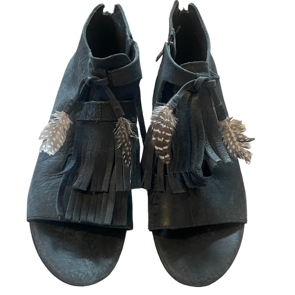 Elizabeth and James 'E-Elisa' Open Toe Fringe Leather Booties